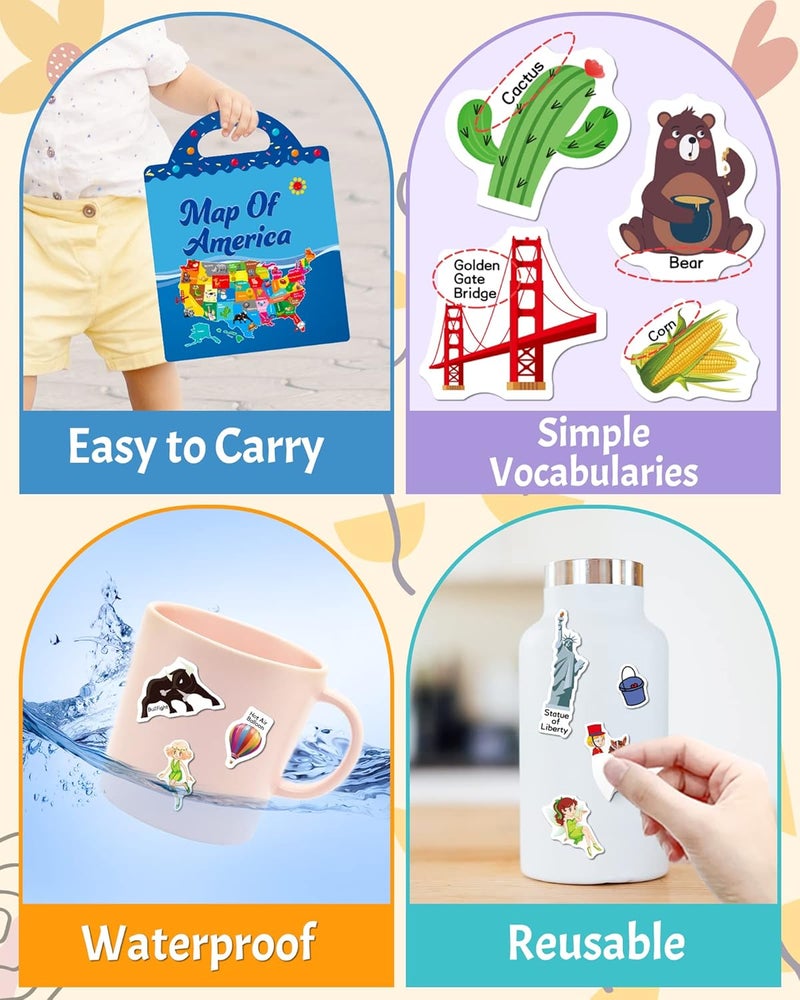 Benresive Reusable Sticker Books for Kids, Sticker Books for Toddlers, Toddler Travel Toys Activities Crafts Ages 3 and Up Birthday Gifts - America Map, Fairy, My House - Image 5